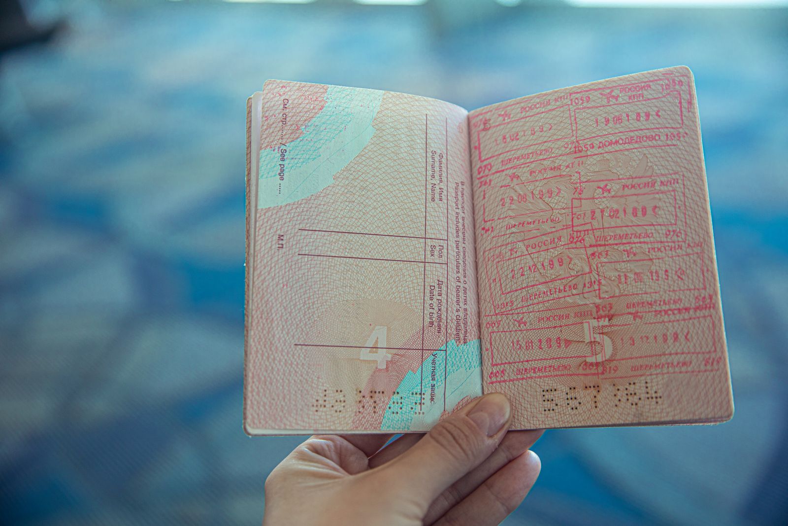 Passport with visa stamps